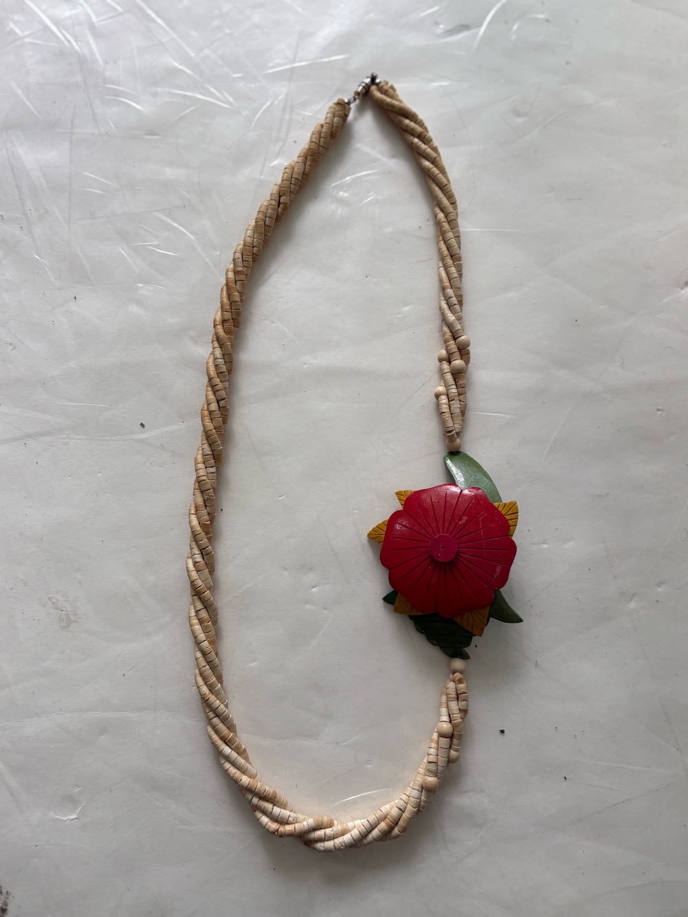 Handcrafted Red Flower Pendant Necklace - Women Jewelry